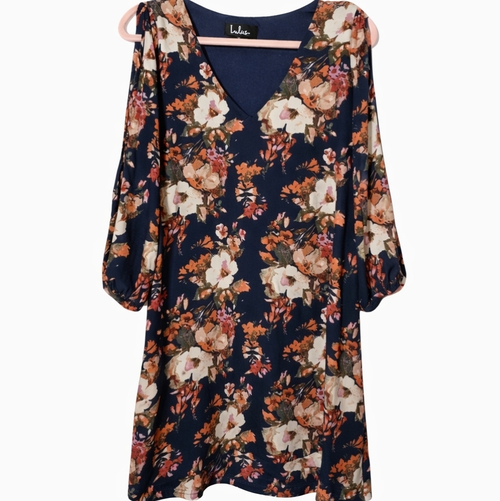 Lulu's Floral Cold Shoulder Floral Chic Hi Low Dress Sz Small
